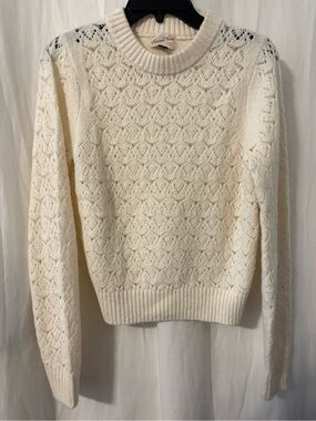 Universal Thread Cream Openwork Crewneck Sweater